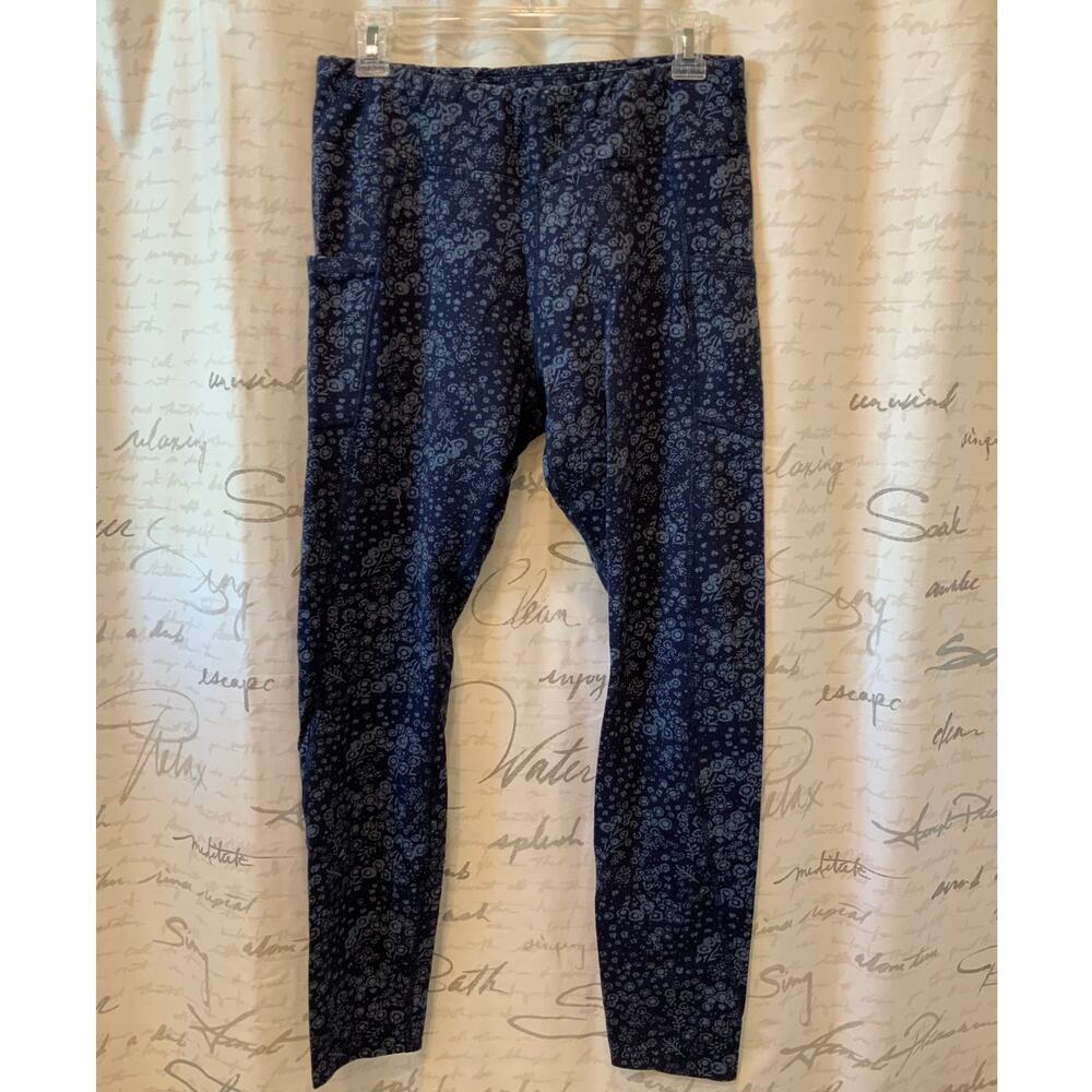 Pact Organic Cotton Floral Leggings Blue White Large